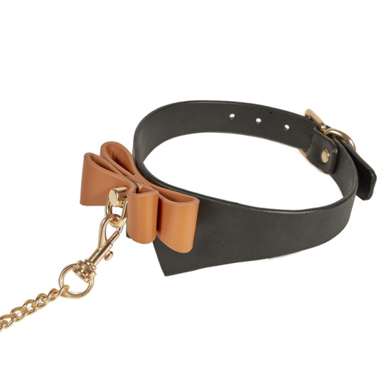 Exquisite Leather Neck Collar With Bow