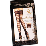 Black Strip Lace Trim Thigh Stocking