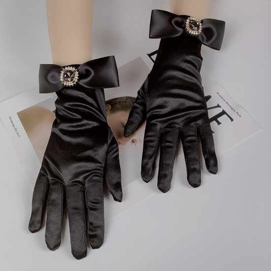 Bowknot Satin Wrist Gloves