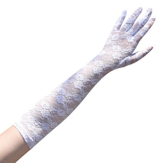 Floral Lace Long Wedding Gloves