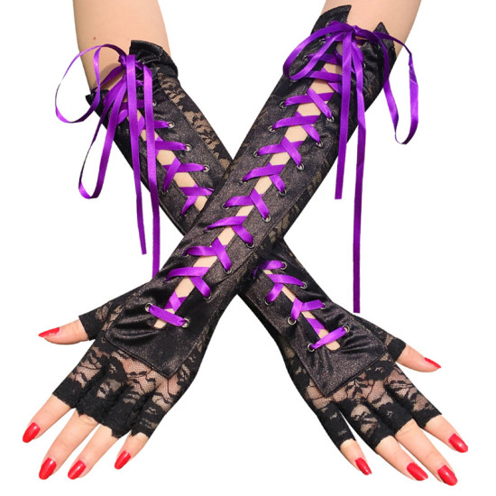 Lace-Up Sleeve Bondage Gloves