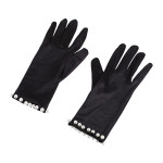 Pearl Trim Satin Gloves
