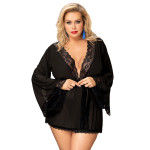 Q214 Lace Trim Bell Sleeve Robe