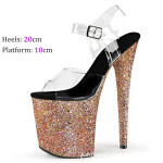 Glitter Platform Clear PVC Vamp Stiletto Sexy Dancing Shoe