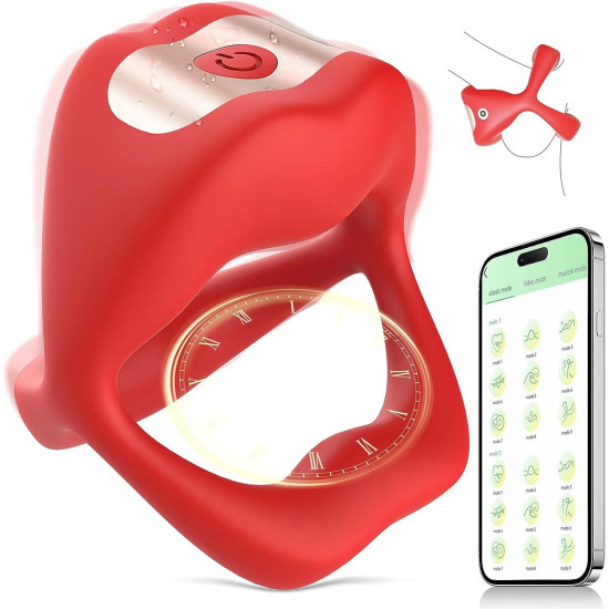 App Control Open Lip Vibrating Cock Ring - 3in1