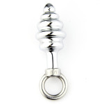 Thread Stainless steel Butt Plug with Pull Ring