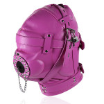 Sensory Deprivation Hood with Open Mouth Gag - Rose