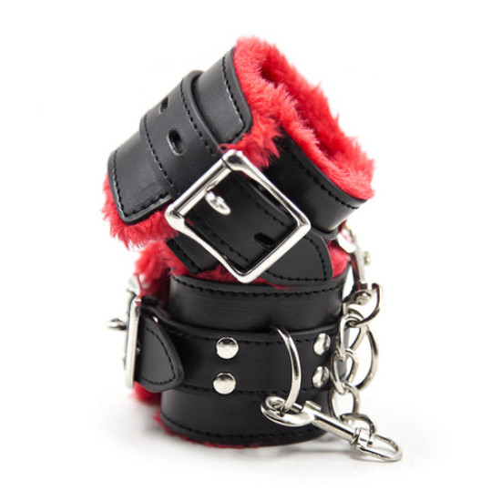 Red & Black Plush Wrist / Ankle Cuffs